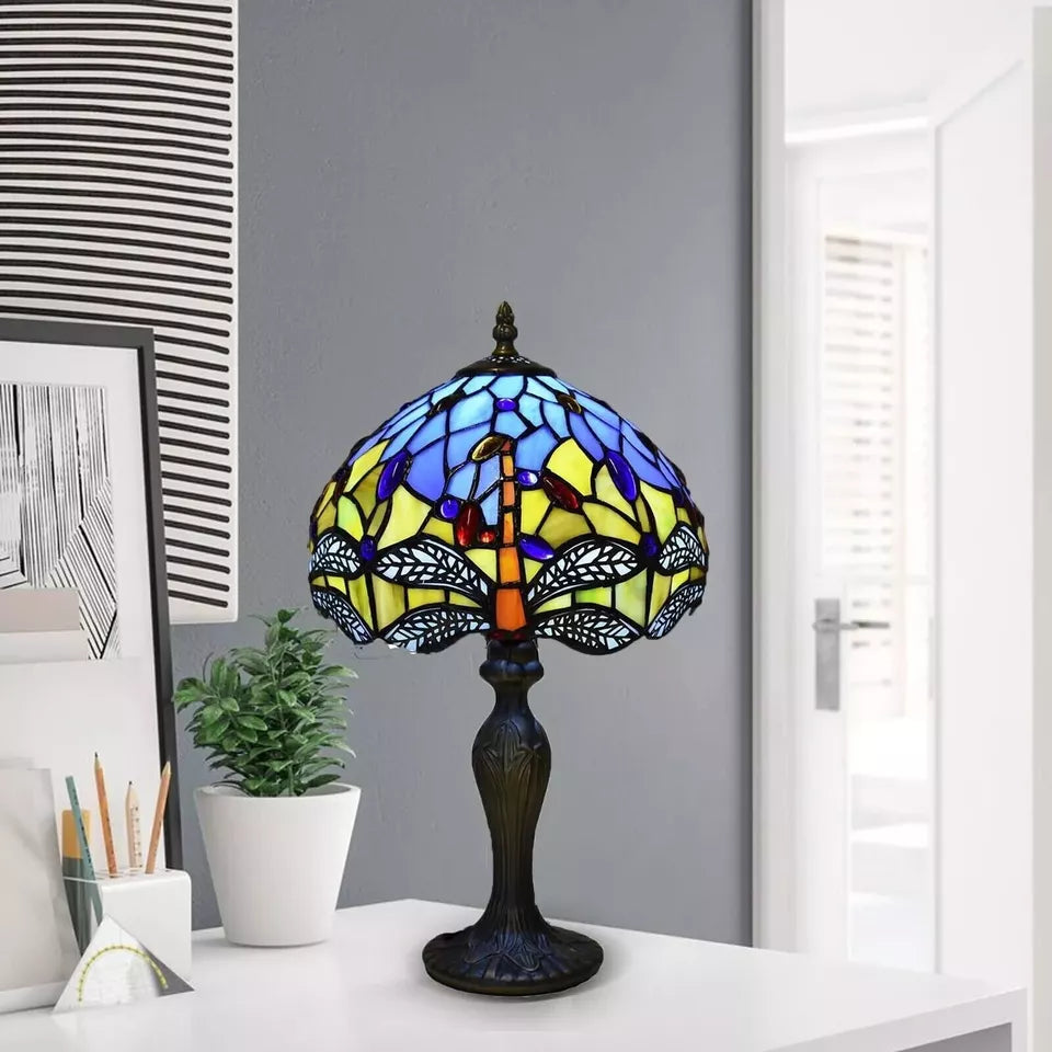 Tiffany Style Table Lamp Stained Glass Handcrafted Art Desk Light Bedside Lamps