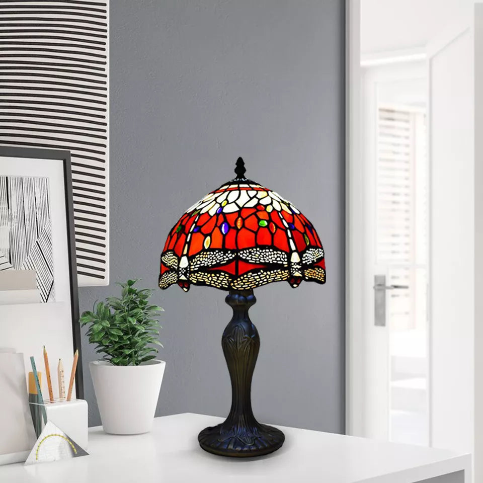 Tiffany Style Table Lamp Stained Glass Handcrafted Art Desk Light Bedside Lamps