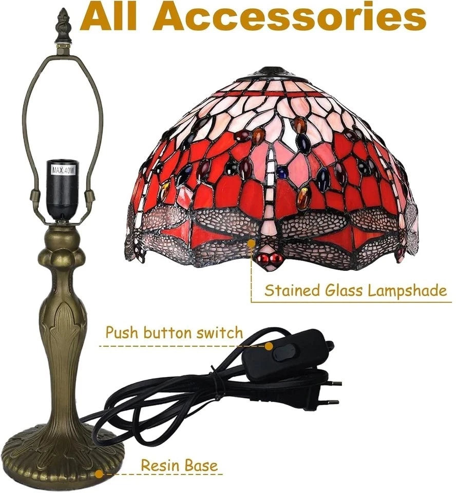 Tiffany Style Table Lamp Handcrafted Art Stained Glass Bedside Lamps Desk Light
