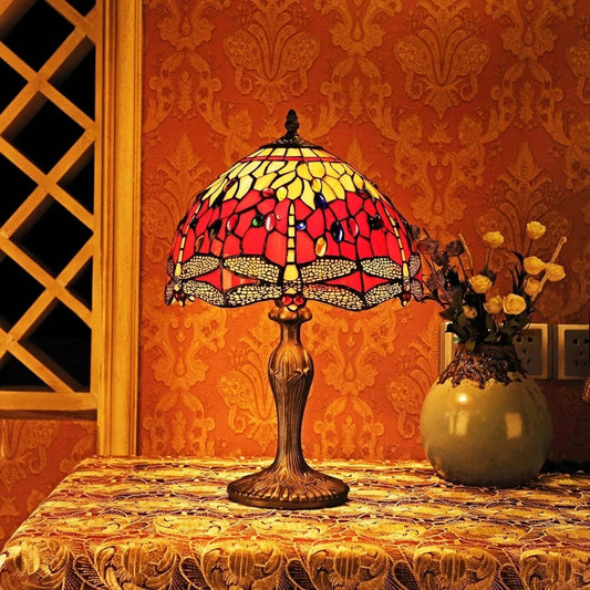 Tiffany Style Table Lamp Handcrafted Art Stained Glass Bedside Lamps Desk Light