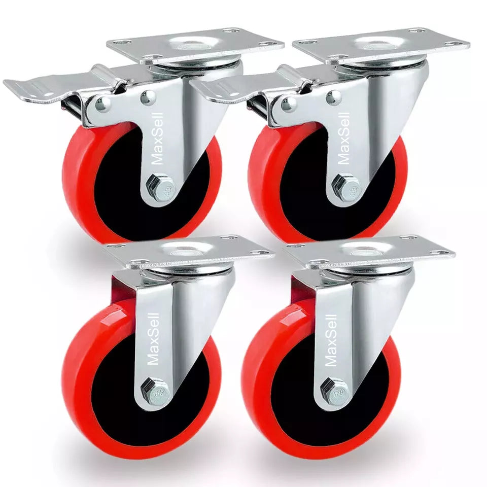 4 x Heavy Duty 100mm 700KG Rubber Swivel Castor Wheels Trolley Furniture Casters