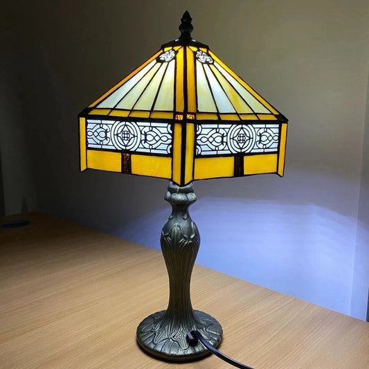 Tiffany Style Table Lamp Stained Glass Handcrafted Art Desk Light Bedside Lamps