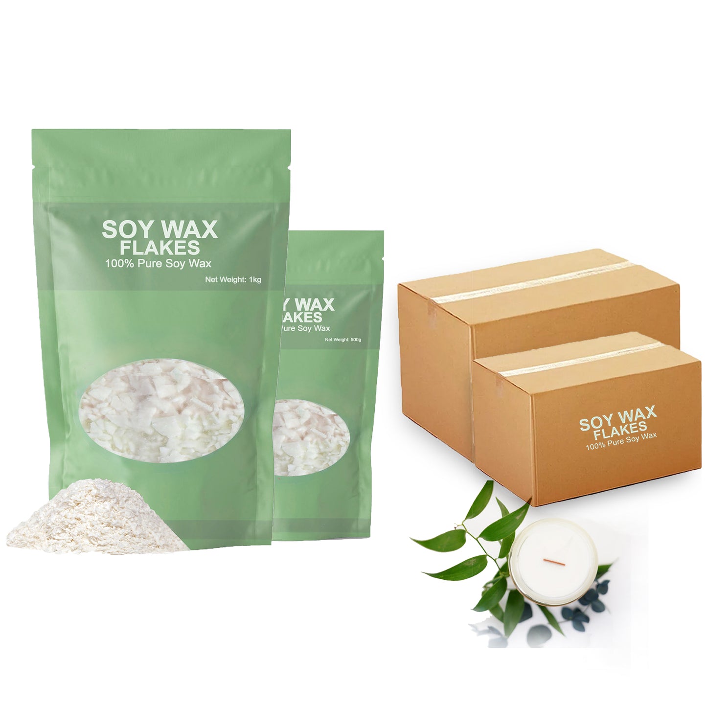 5KG 100% Pure Candle Making Wax Soy Wax/Soya Natural Flakes Clean Burning WHITE UK
