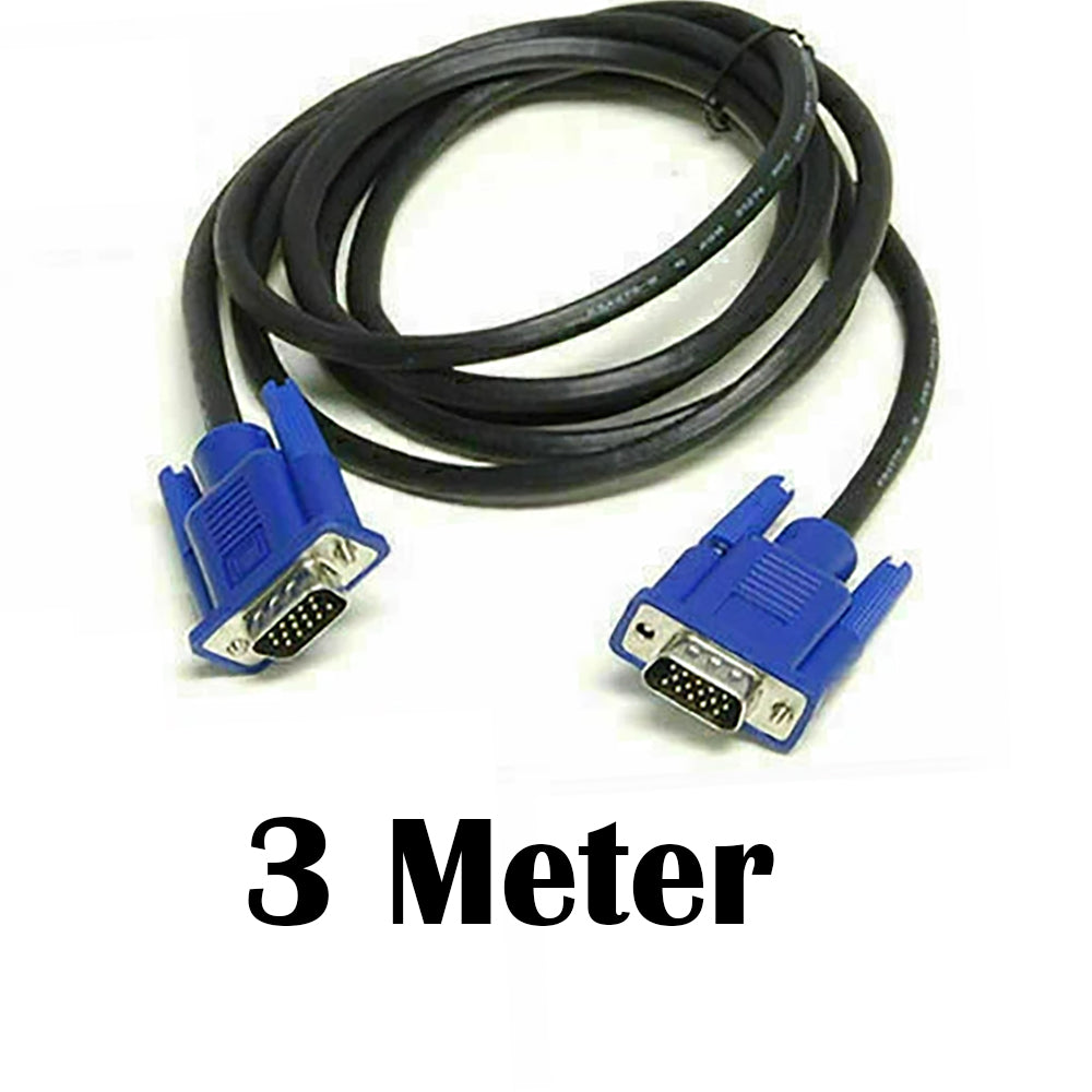 1.5m-3m VGA Cable 15 Pin Male to Male PC Monitor TV LCD HD SVGA Lead Wire Cord