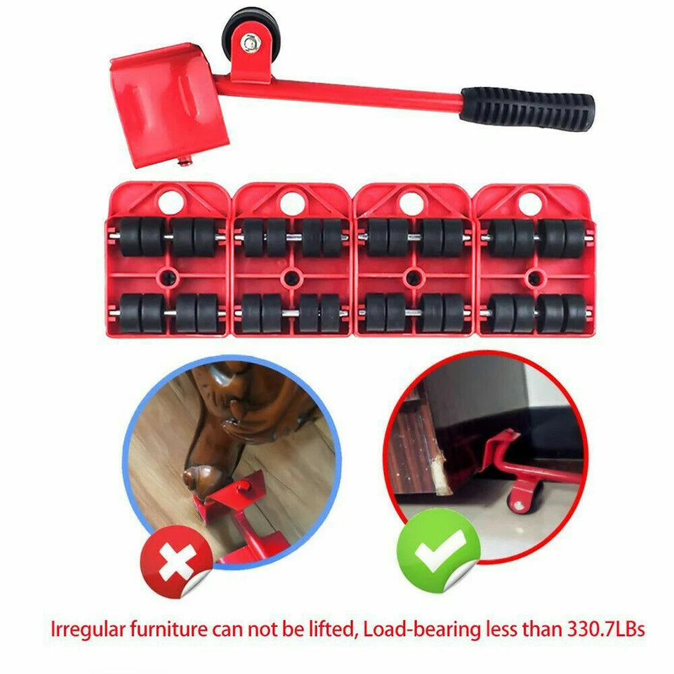Heavy Furniture Lifter Shifter Remover Roller Wheels Moving Mover Tools Kit Set
