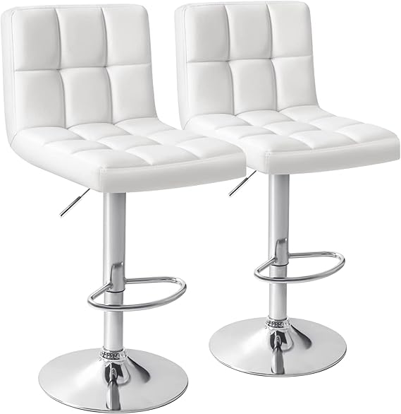White Bar Stools Gas Lift Swivel Stool Pub Club Cafe Breakfast Chair