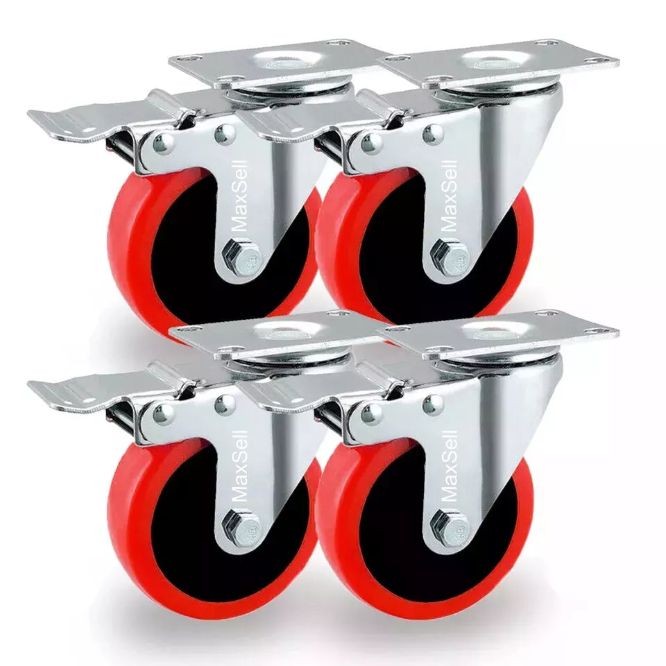 4 x Heavy Duty 100mm 700KG Rubber Swivel Castor Wheels Trolley Furniture Casters