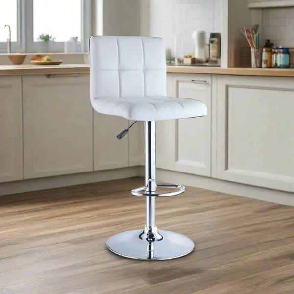 White Bar Stools Gas Lift Swivel Stool Pub Club Cafe Breakfast Chair
