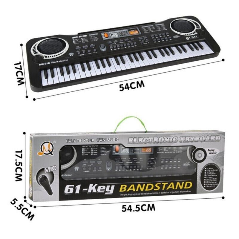 61 Keys Electric Keyboard Kids Piano Digital Music Instrument include Microphone