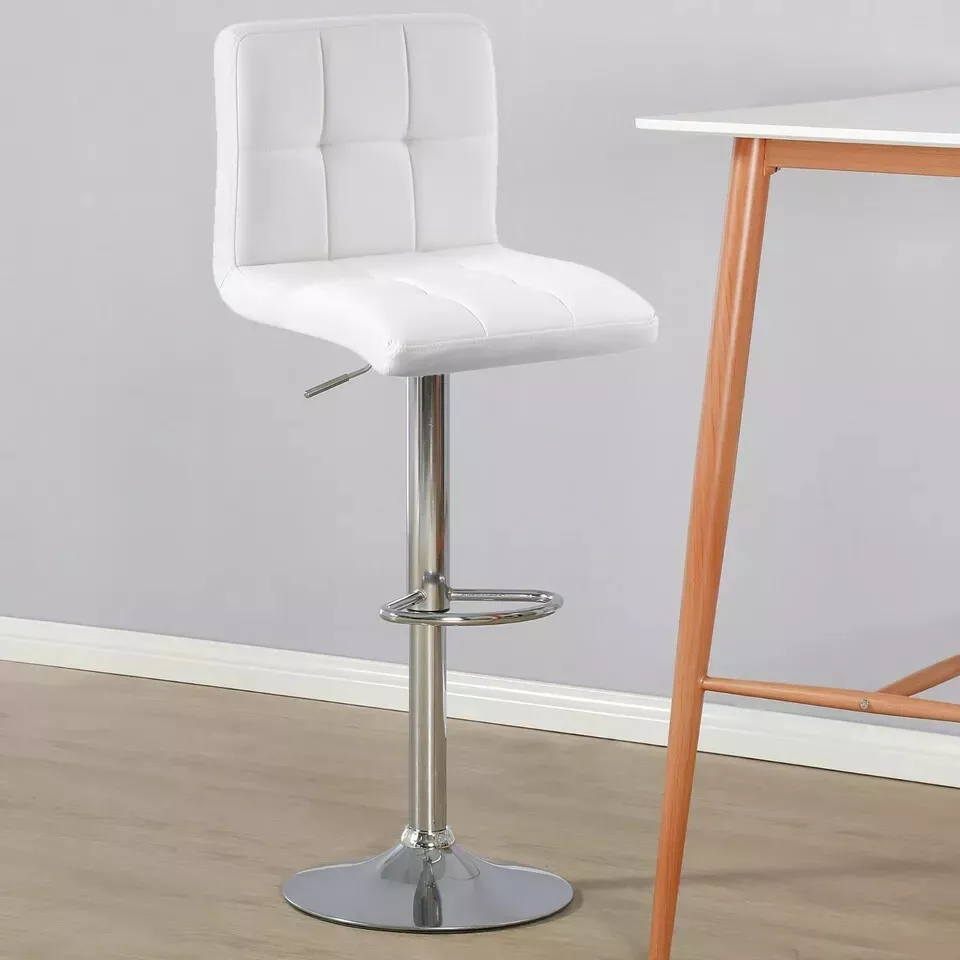 White Bar Stools Gas Lift Swivel Stool Pub Club Cafe Breakfast Chair
