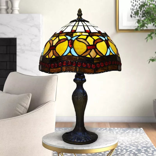 Handcrafted Tiffany-Style Table Lamp-Stained Glass Shade - Bedside/Desk Lighting