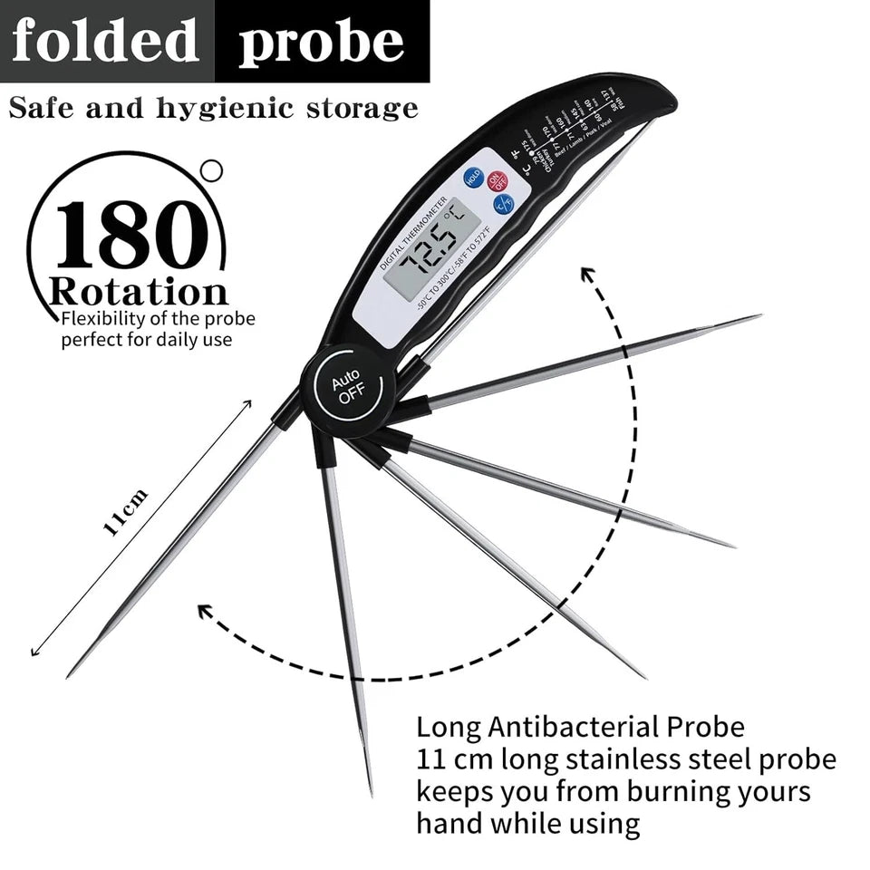 Food Thermometer,Foldable Long Probe Food Thermometer Digital