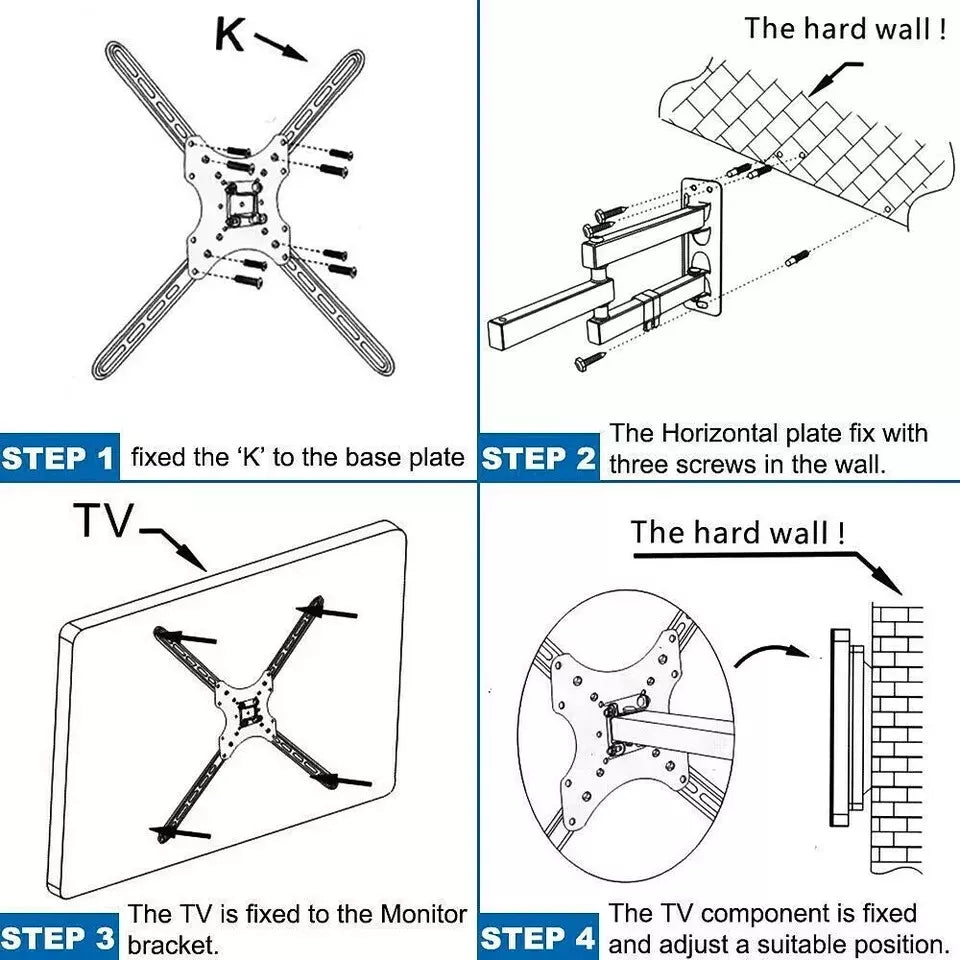 TV WALL BRACKET MOUNT SLIM FOR 32 37 40 42 43 50 55 INCH