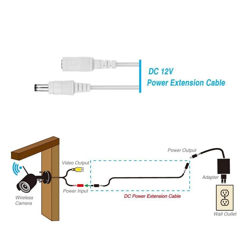 3M/5M/10M DC Power Supply Extension Cable 5V 9V 12V for CCTV Camera