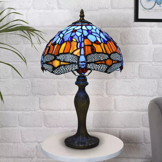 Tiffany Dragonfly Lamp Handcrafted Multicolor Unique Glass Shade Home Decor UK