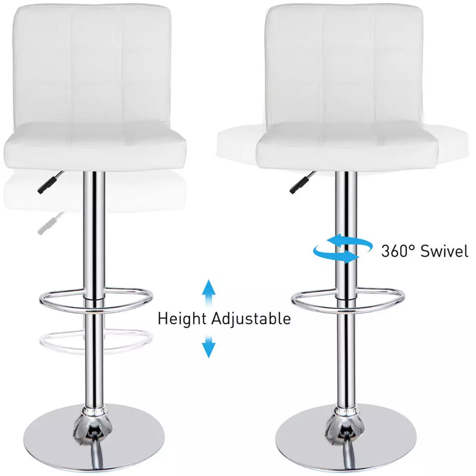 White Bar Stools Gas Lift Swivel Stool Pub Club Cafe Breakfast Chair