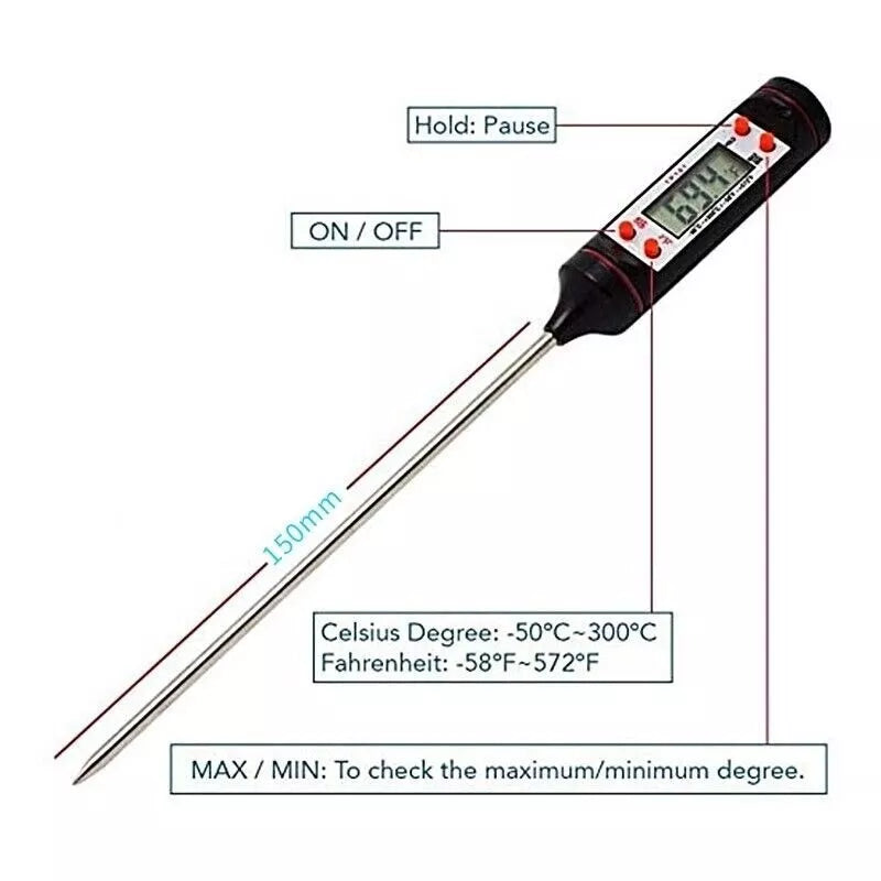 Digital Food Thermometer Probe Cooking Meat Kitchen Temperature