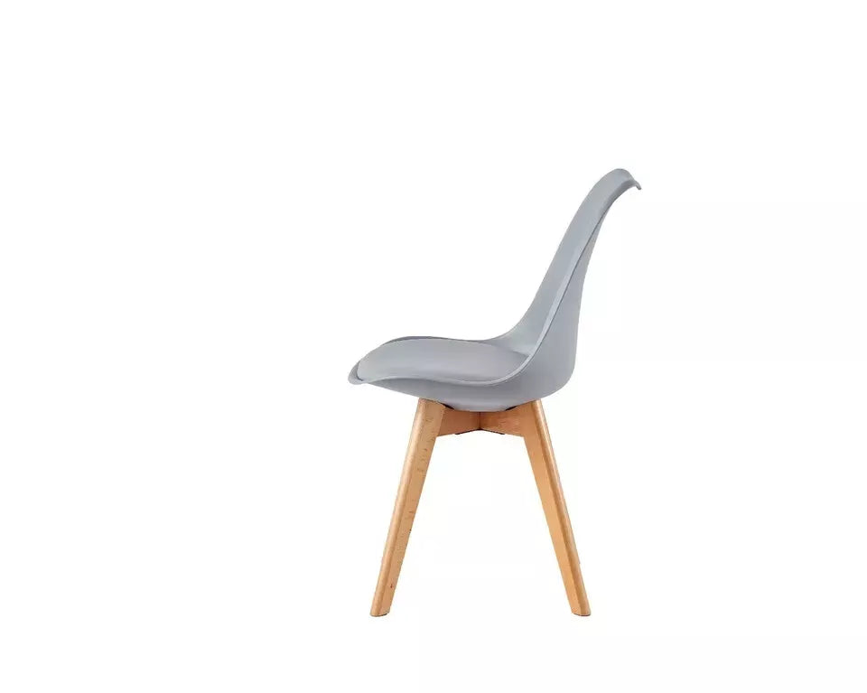 Tulip Dining Chair with Solid Wood Legs and Padded Comfortable Seat (UK)