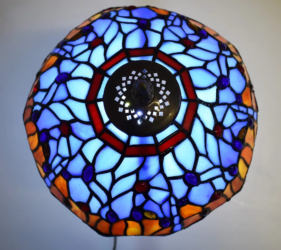 Tiffany Dragonfly Lamp Handcrafted Multicolor Unique Glass Shade Home Decor UK