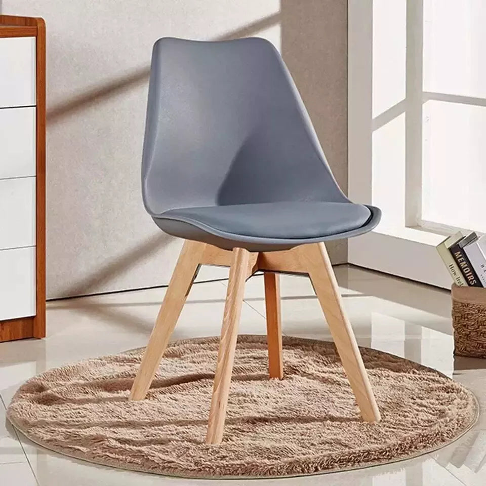 Tulip Dining Chair with Solid Wood Legs and Padded Comfortable Seat (UK)