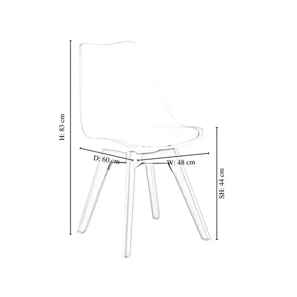 Tulip Dining Chair with Solid Wood Legs and Padded Comfortable Seat (UK)