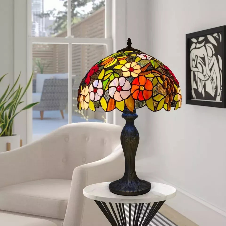 Tiffany Style 16-Inch Stained Glass Shade Table Lamp for Living Room/Bedroom UK
