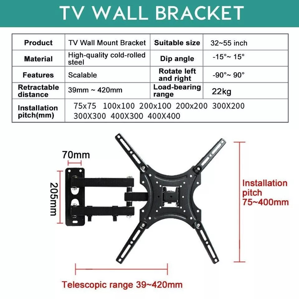 TV WALL BRACKET MOUNT SLIM FOR 32 37 40 42 43 50 55 INCH