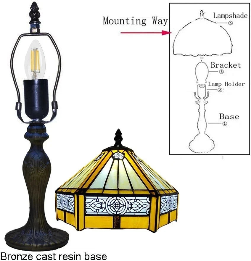 Tiffany Style Table Lamp Stained Glass Handcrafted Art Desk Light Bedside Lamps