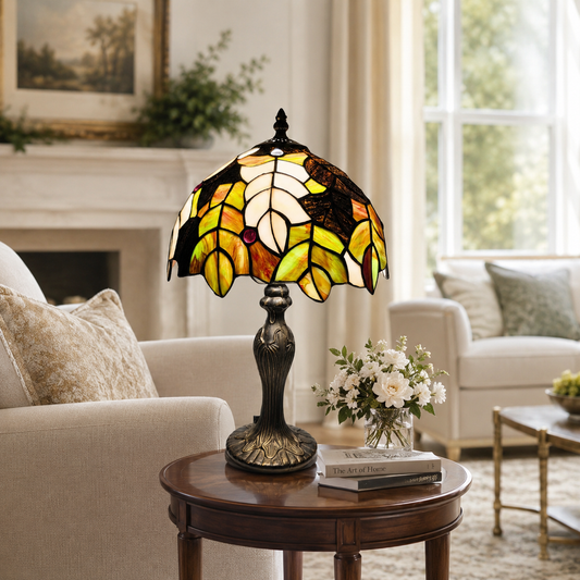Tiffany Style Bedside Table Lamp Handcrafted Stained Glass Light Gift Decor