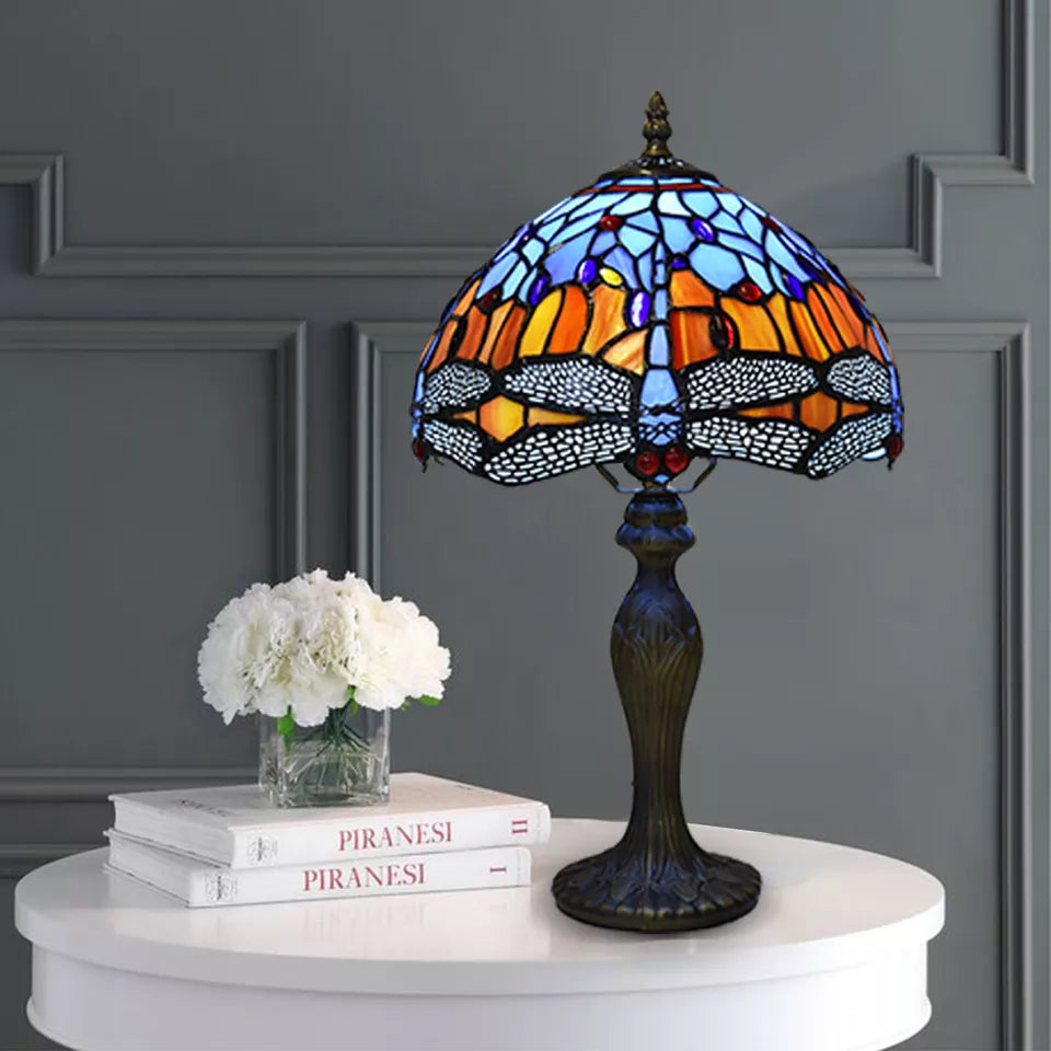 Tiffany Style Table Lamp Stained Glass Handcrafted Art Desk Light Bedside Lamps