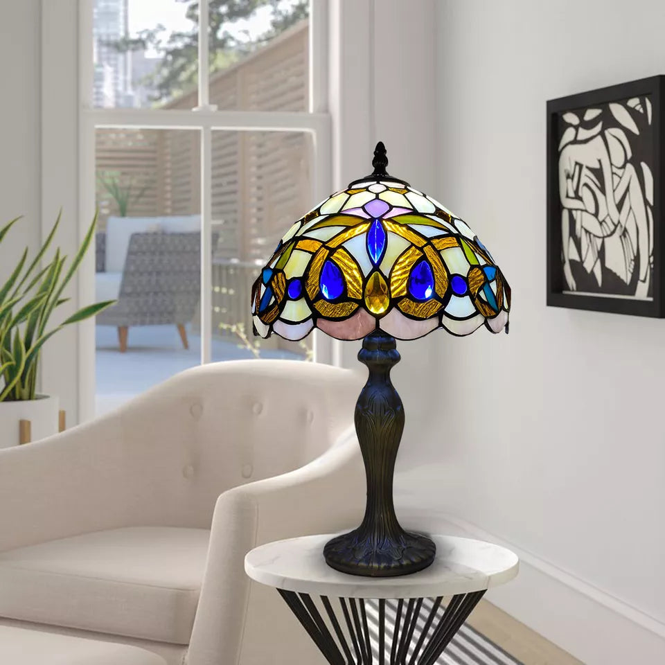 Tiffany Style Table Lamp Stained Glass Handcrafted Art Desk Light Bedside Lamps