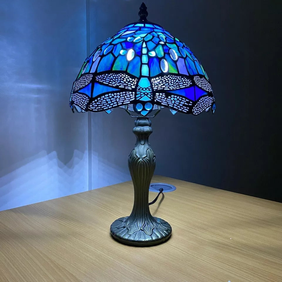 Tiffany Style Table Lamp Stained Glass Handcrafted Art Desk Light Bedside Lamps