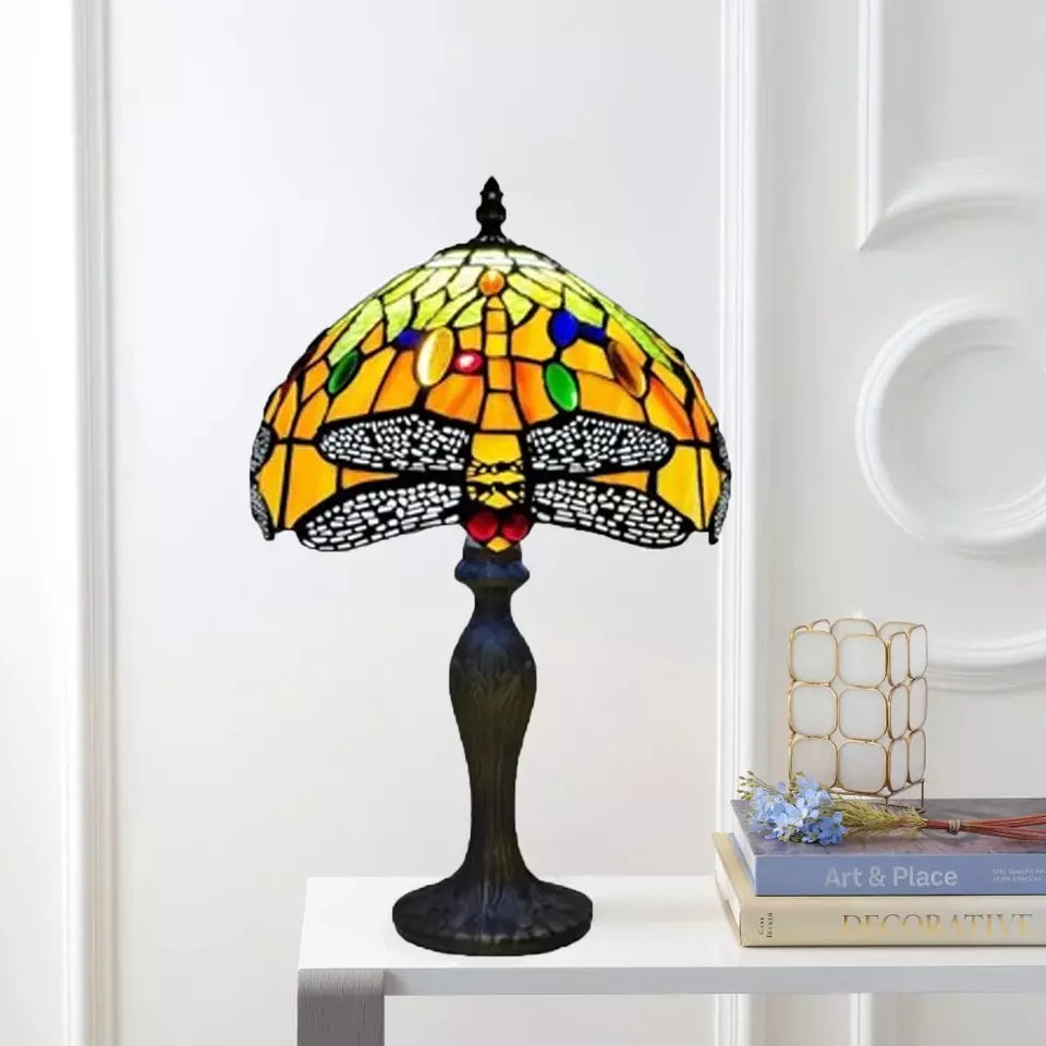Tiffany Style Table Lamp Stained Glass Handcrafted Art Desk Light Bedside Lamps