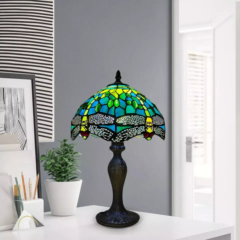 Tiffany Style Table Lamp Stained Glass Handcrafted Art Desk Light Bedside Lamps