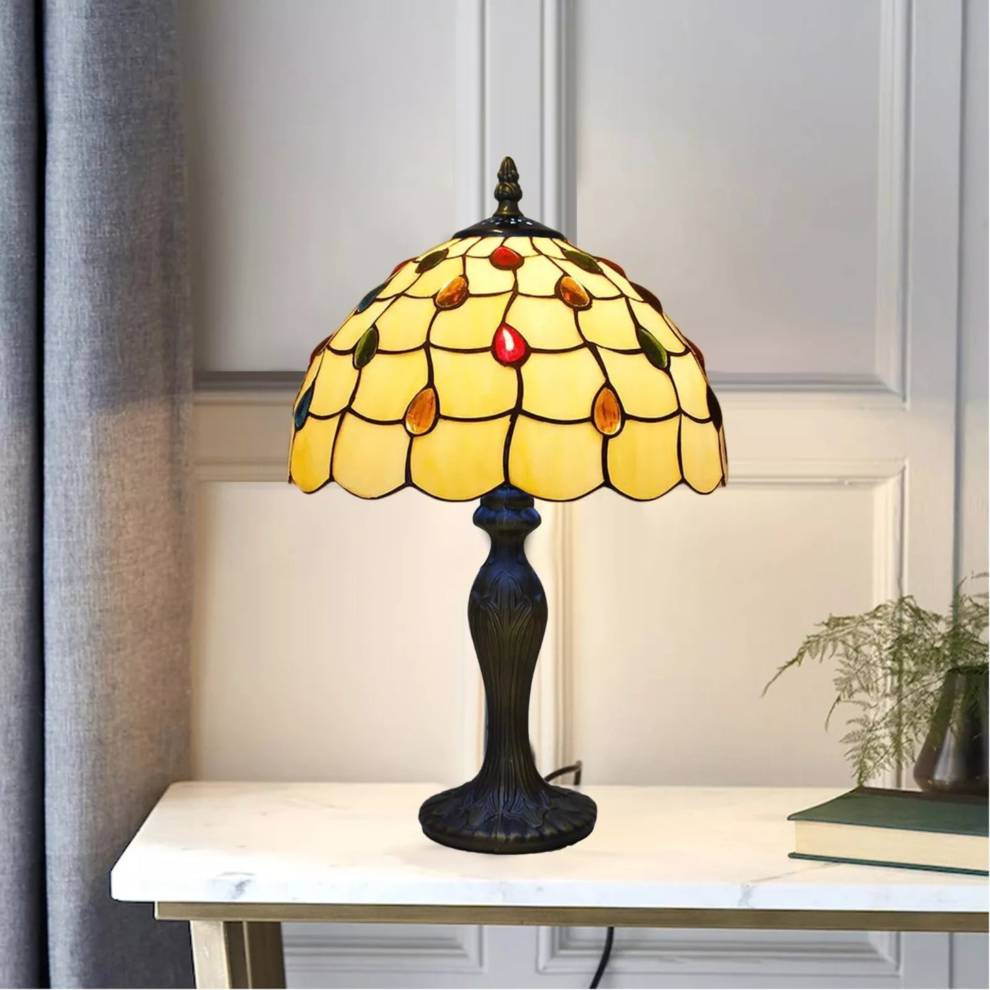Tiffany Style Table Lamp Stained Glass Handcrafted Art Desk Light Bedside Lamps