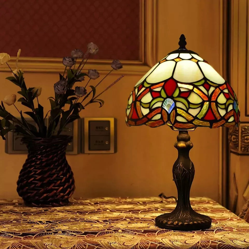 Tiffany Style Table Lamp Stained Glass Handcrafted Art Desk Light Bedside Lamps