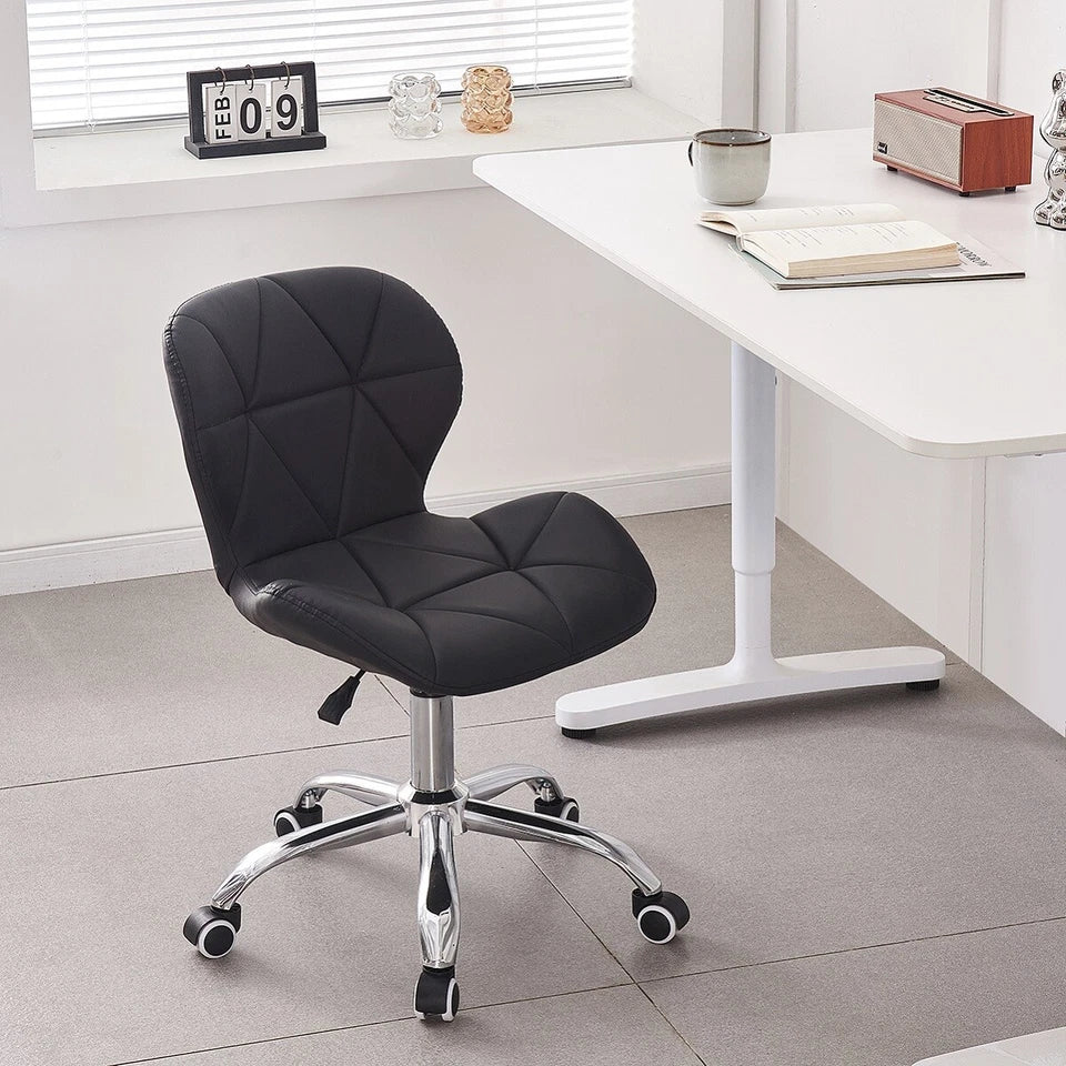 Cushioned Computer Desk Office Chair Chrome Legs Swivel Adjustable Vanity Stool