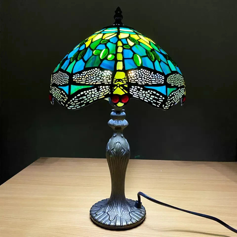 TIFFANY HANDCRAFTED GLASS TABLE LAMP SIZE 10'' INCH WIDE (Ideal Gift)