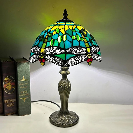 TIFFANY HANDCRAFTED GLASS TABLE LAMP SIZE 10'' INCH WIDE (Ideal Gift)