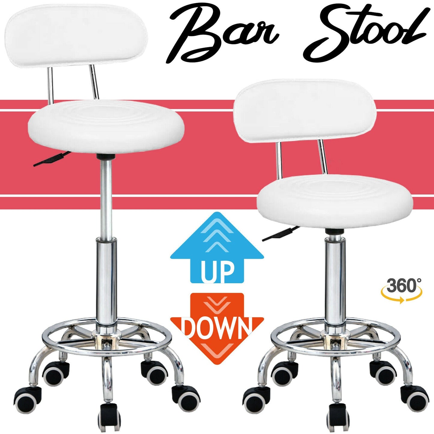 Faux Leather Stools Bar Stools Adjustable Height Swivel Breakfast Bar Stool UK