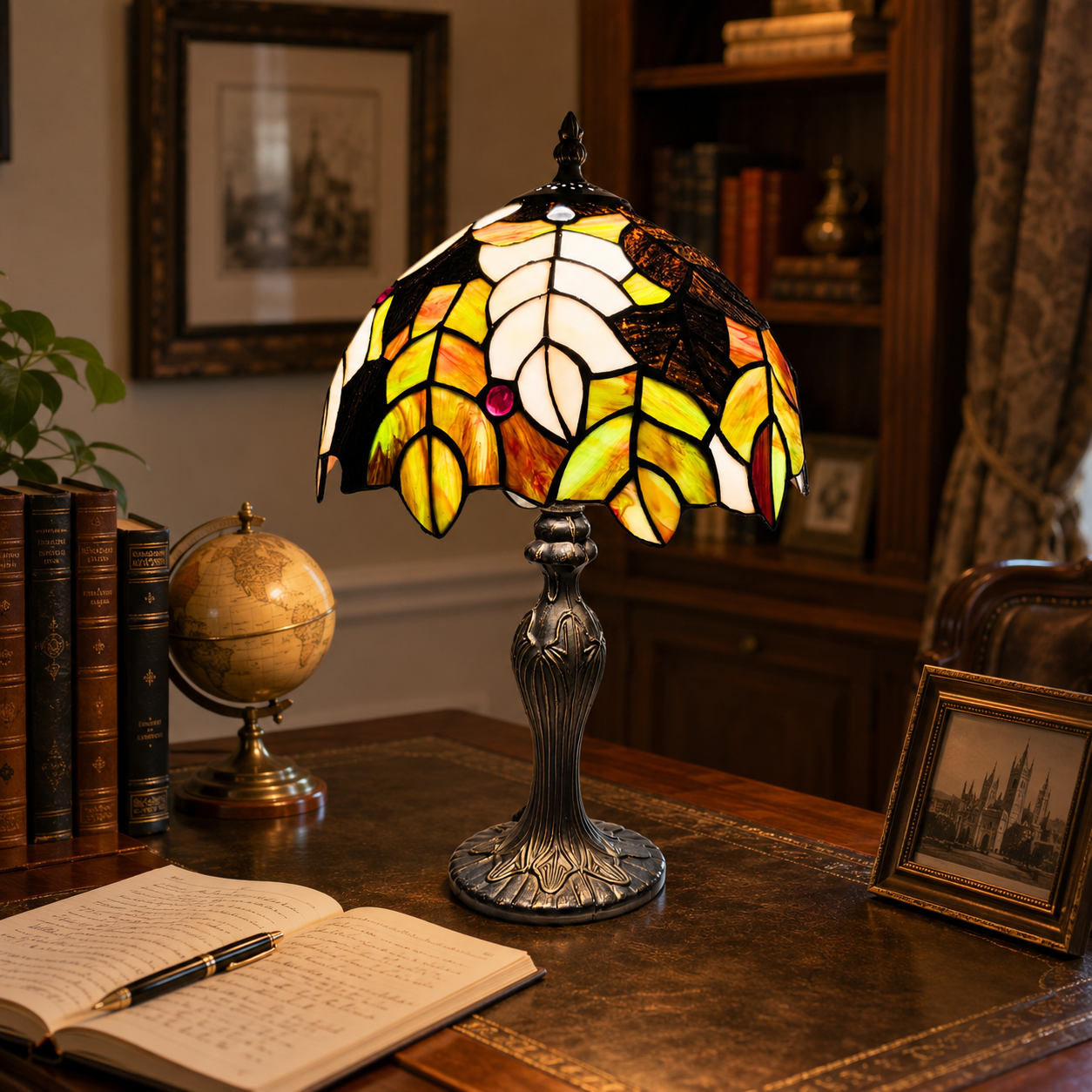 Tiffany Style Bedside Table Lamp Handcrafted Stained Glass Light Gift Decor
