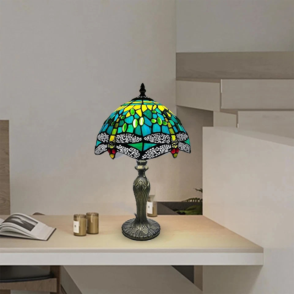 TIFFANY HANDCRAFTED GLASS TABLE LAMP SIZE 10'' INCH WIDE (Ideal Gift)