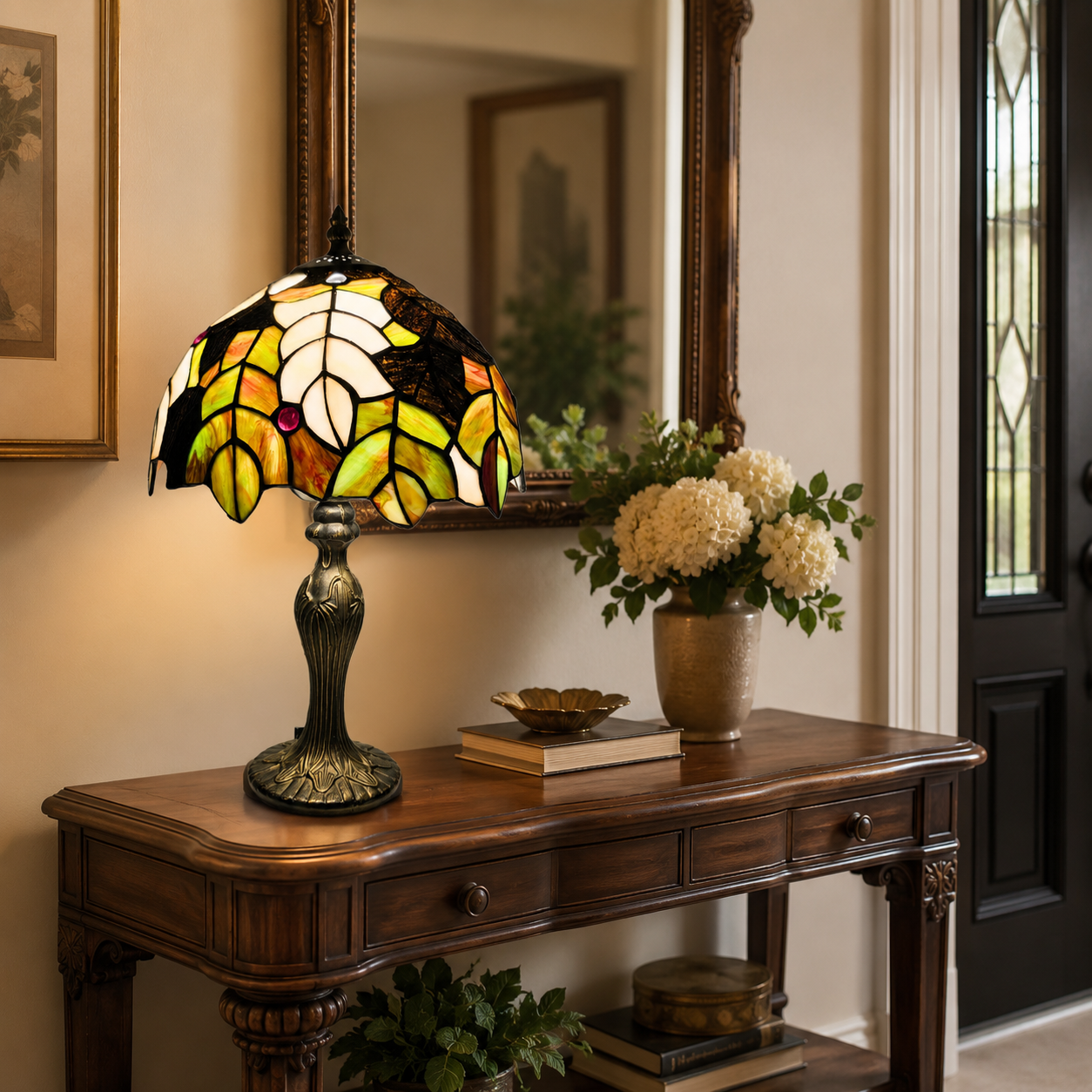 Tiffany Style Bedside Table Lamp Handcrafted Stained Glass Light Gift Decor