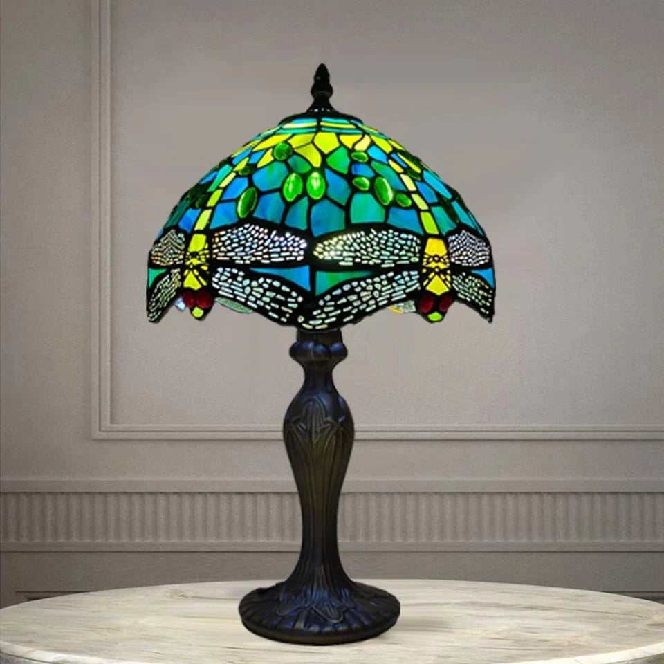 TIFFANY HANDCRAFTED GLASS TABLE LAMP SIZE 10'' INCH WIDE (Ideal Gift)