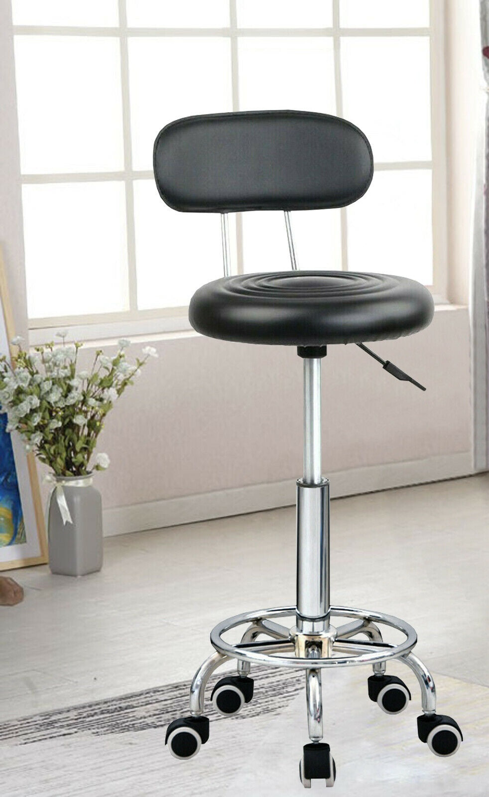 Stool Swivel Black Adjustable Height Chair Office Round Desk PC / Bar Stool UK