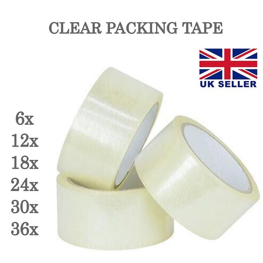 CLEAR PACKING TAPE PARCEL STRONG 48MM X 66M BOX SEALING SELLOTAPE PACKAGING UK