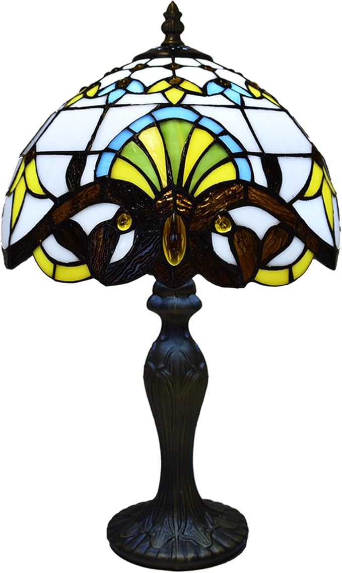 MaxSell Tiffany Style Table Lamp, Handcrafted, 10 inch Bedside Light, Desk Lamp, Stained Glass (TFTL-1012)