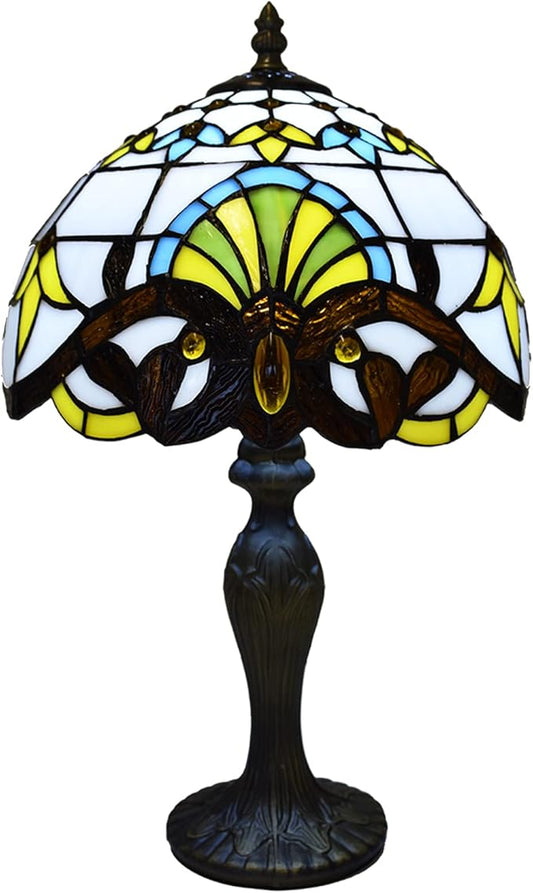 MaxSell Tiffany Style Table Lamp, Handcrafted, 10 inch Bedside Light, Desk Lamp, Stained Glass (TFTL-1012)