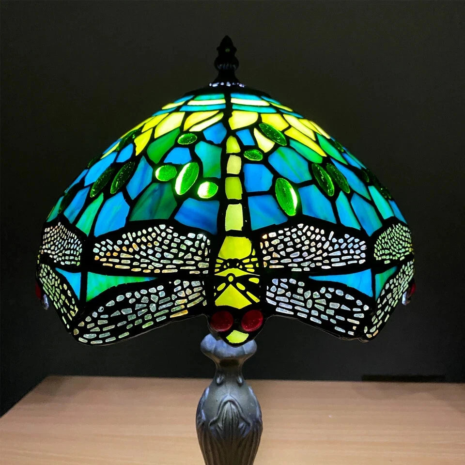 TIFFANY HANDCRAFTED GLASS TABLE LAMP SIZE 10'' INCH WIDE (Ideal Gift)