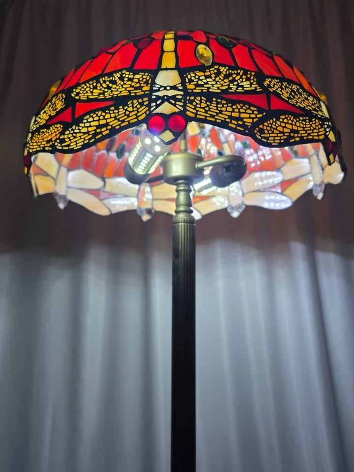 Red Tiffany Style Handcrafted Glass Floor Lamp 16x66 inch